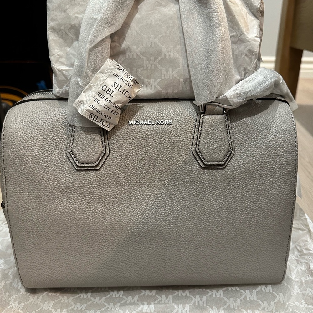 Michael Kors Silver Satchel Bag